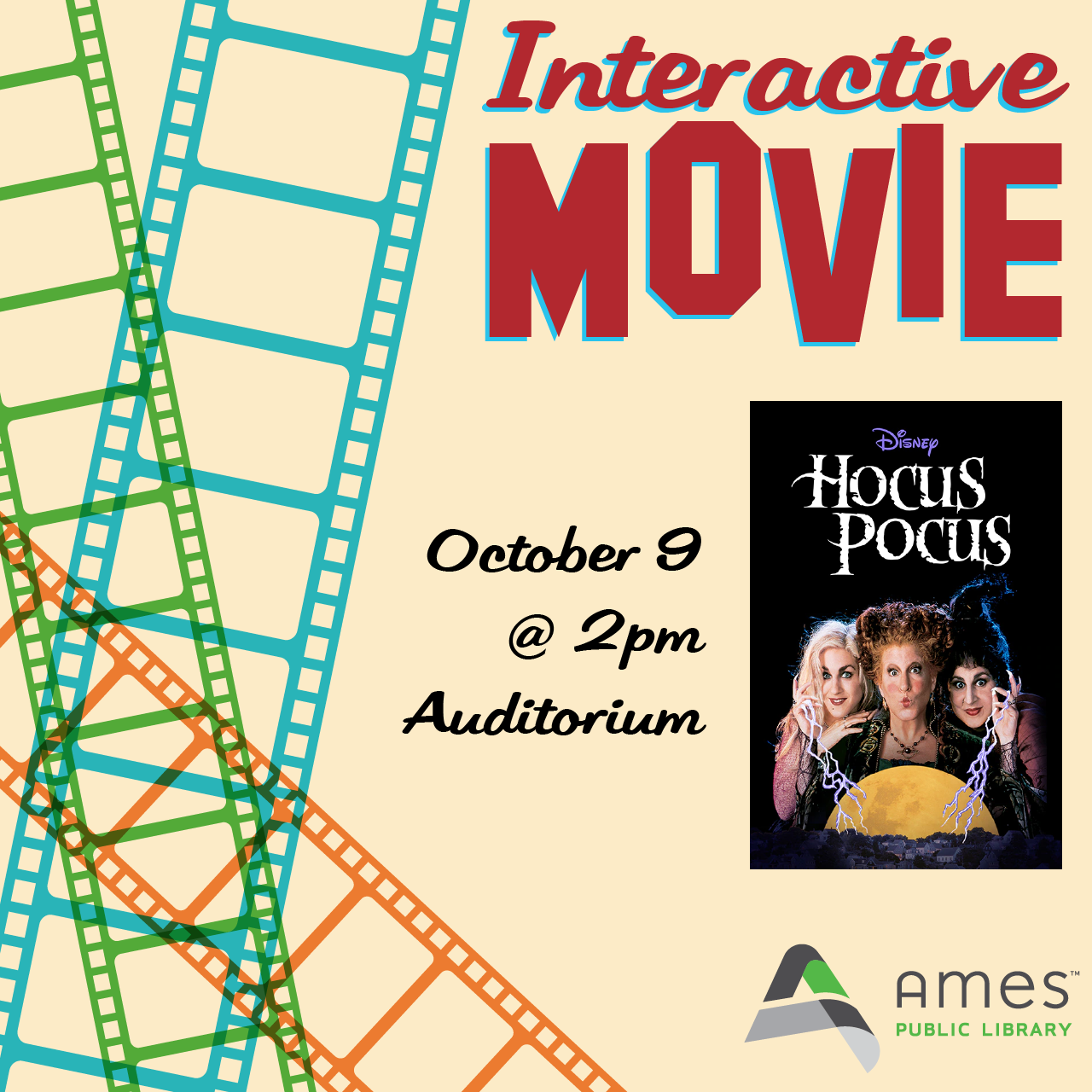 Interactive Movie October 9 at 2pm, Auditorium: Hocus Pocus