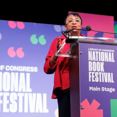 Photo of Librarian of Congress Carla Hayden opening the National Book Festival