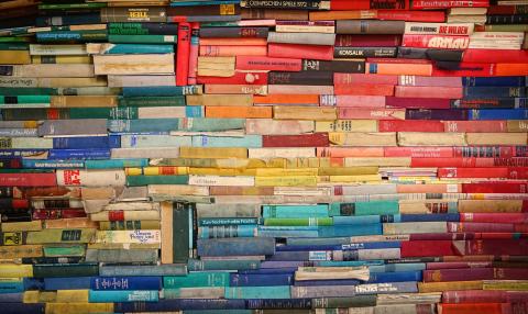 Photo of a Colorful Wall of Books