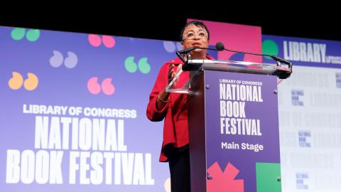 Photo of Librarian of Congress Carla Hayden opening the National Book Festival