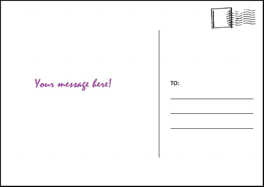 empty postcard with a note inviting you to write a message