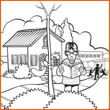 Coloring Page 1 Thumbnail - Boy Reading with Squirrel Coloring Page 1 Thumbnail - Boy Reading with Squirrel